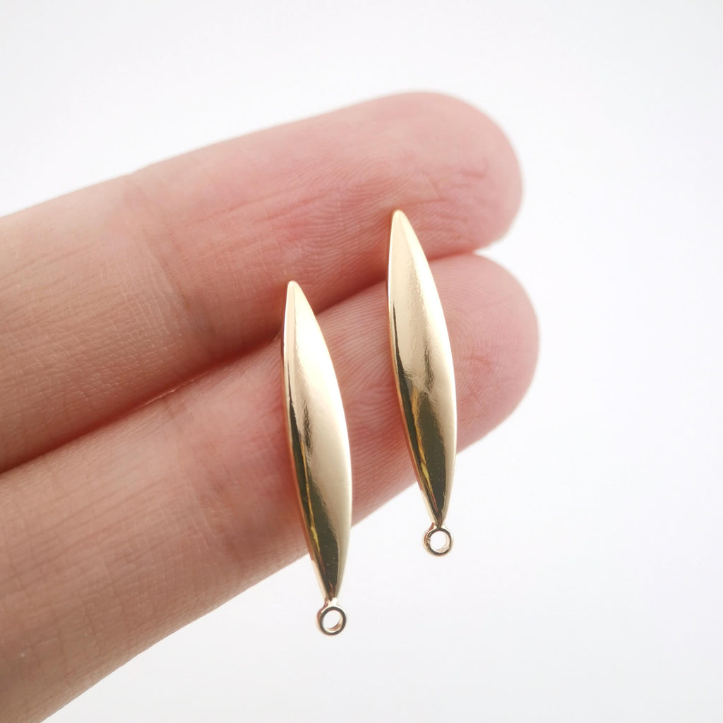 10pcs Gold leaves Earring Post With Loop, Nickel Free Earrings, Ear Stud Loop, Hypoallergenic Earring Findings ZX077