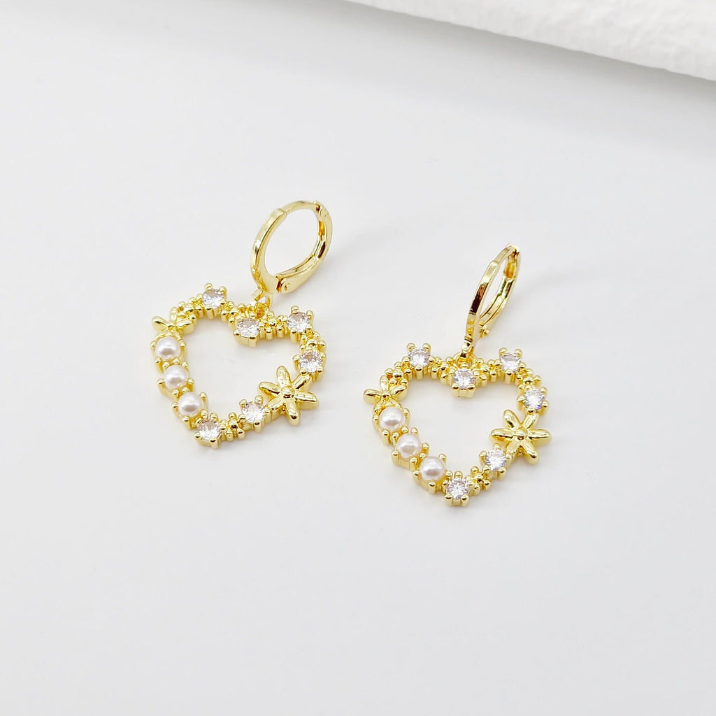 Cubic Heart Charms, 18K Gold Plated CZ Pave Love Charms, Bracelet Necklace Making Pendants, Jewelry Findings S20696