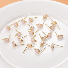 Load image into Gallery viewer, Oval Shape Earring Post With Loop, S925 Silver Pin Nickel Free Earrings, Crystal Gemstone Stud, Hypoallergenic Earring Findings LL234