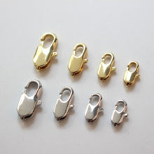 Load image into Gallery viewer, 20PCS- 18K Shiny Gold/Silver Plated Lobster Clasp, 9mm, 10.5mm, 12.5mm, 14mm, Necklace Bracelet Making Supply, Jewelry Findings ZZ024