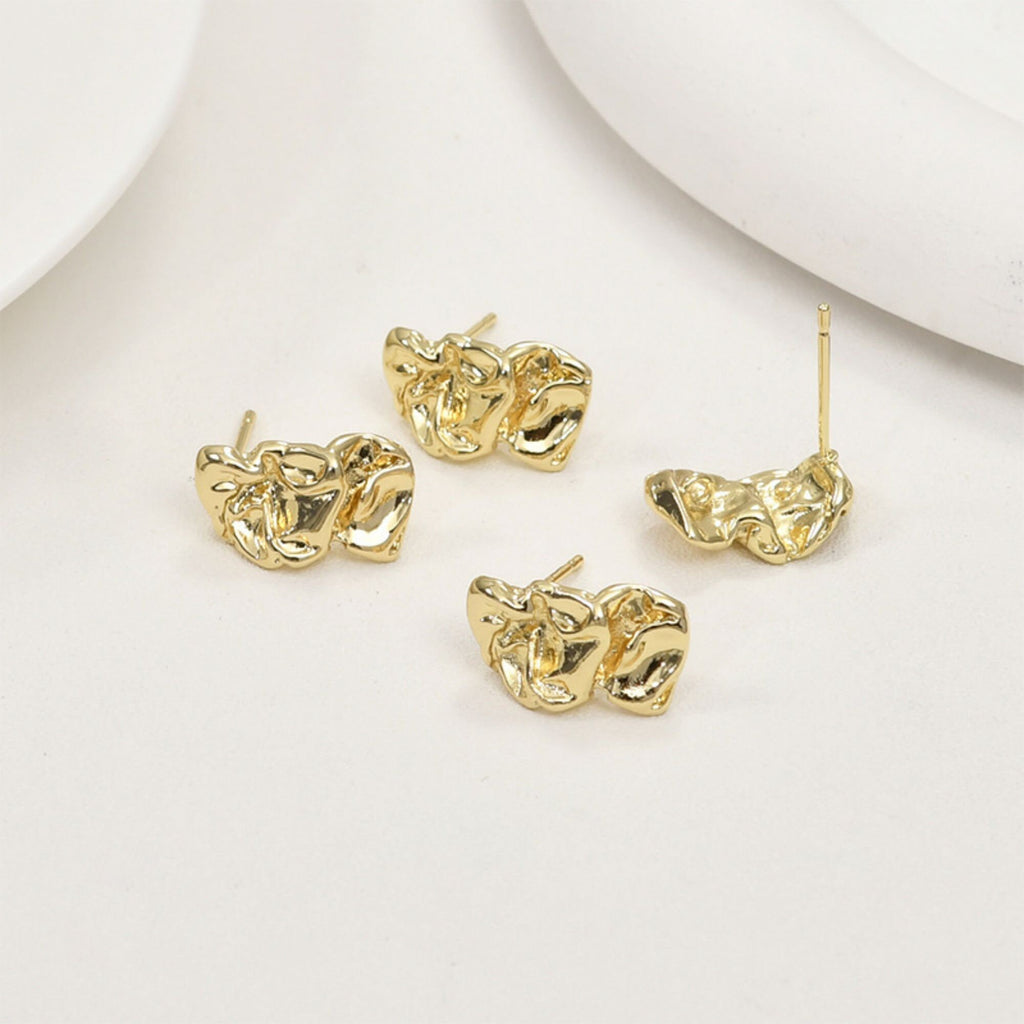 Pendientes de lava irregulares con aro, pendientes de plata S925 sin níquel, pendientes de botón de oro/plata, accesorios hipoalergénicos LL171-D0308