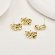 Cargar imagen en el visor de la galería, Pendientes de lava irregulares con aro, pendientes de plata S925 sin níquel, pendientes de botón de oro/plata, accesorios hipoalergénicos LL171-D0308