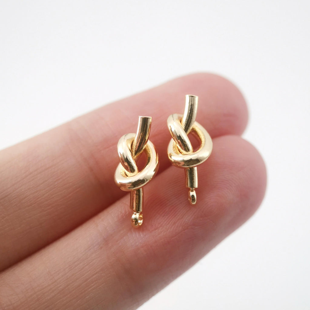 10pcs Gold Knot Earring Post With Loop, S925 Silver Ear Pin Nickel Free Earrings, Ear Stud Loop, Hypoallergenic Earring Findings ZX071