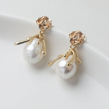 Load image into Gallery viewer, Flower Earring Post with loop, 14K Gold/Silver, S925 Silver Pin Nickel Free Earrings, Flora Ear Stud with Loop GZ754