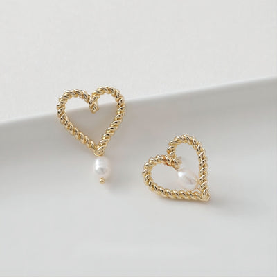 Gold Vintage Heart Earring Post, 24mm, S925 Silver Ear Pin Nickel Free Earrings, Ear Stud Loop, Hypoallergenic Earring Findings GE005