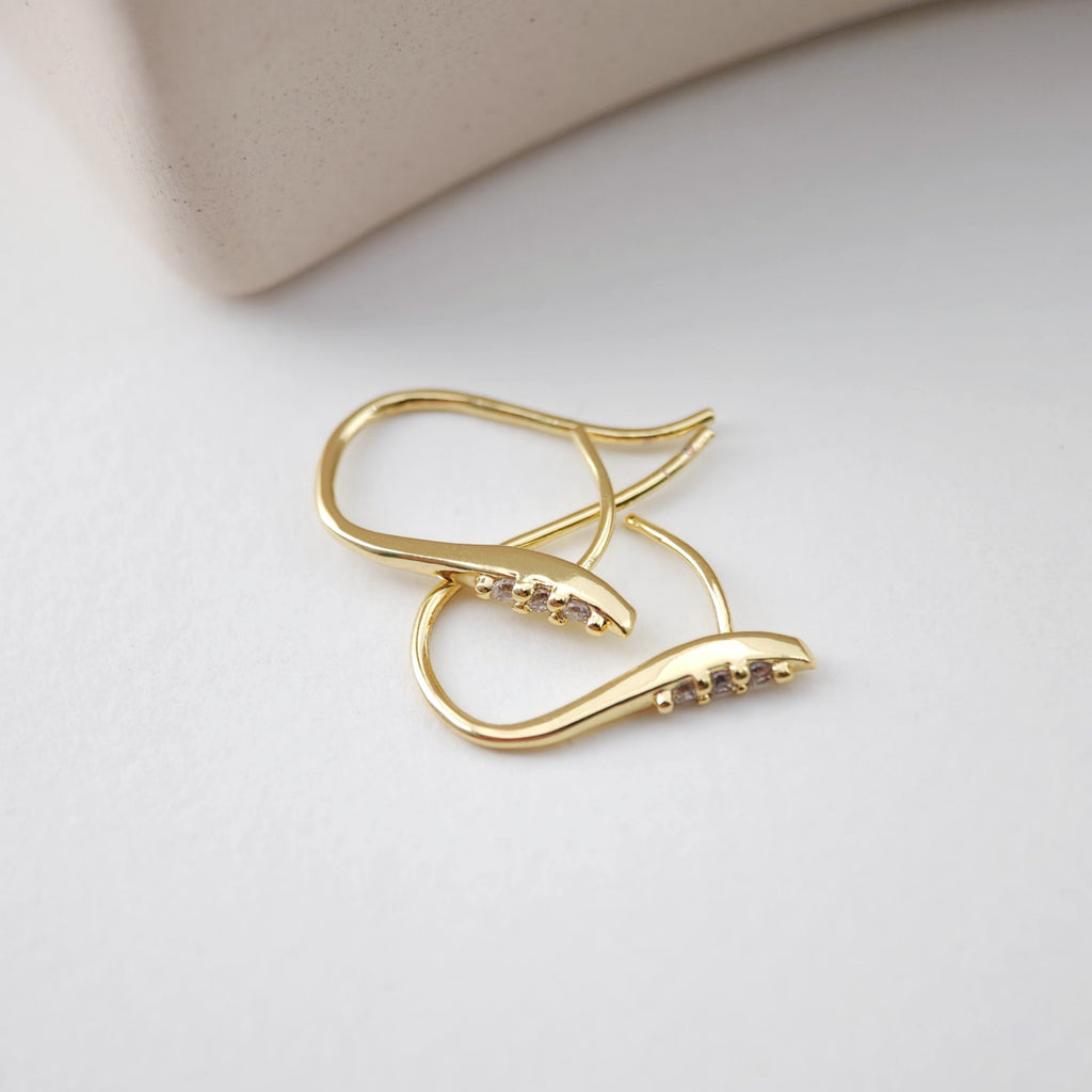 18K Gold Plated Ear Wires, Cubic Pave Earring Hooks, Nickel Free, Fish Hooks, Ear Wires for Jewelry Making D0180