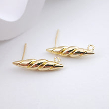 Cargar imagen en el visor de la galería, Pendientes de poste trenzado, pendientes de poste trenzado dorados con aro, hipoalergénicos, accesorios para pendientes, suministros para pendientes hechos a mano D0052