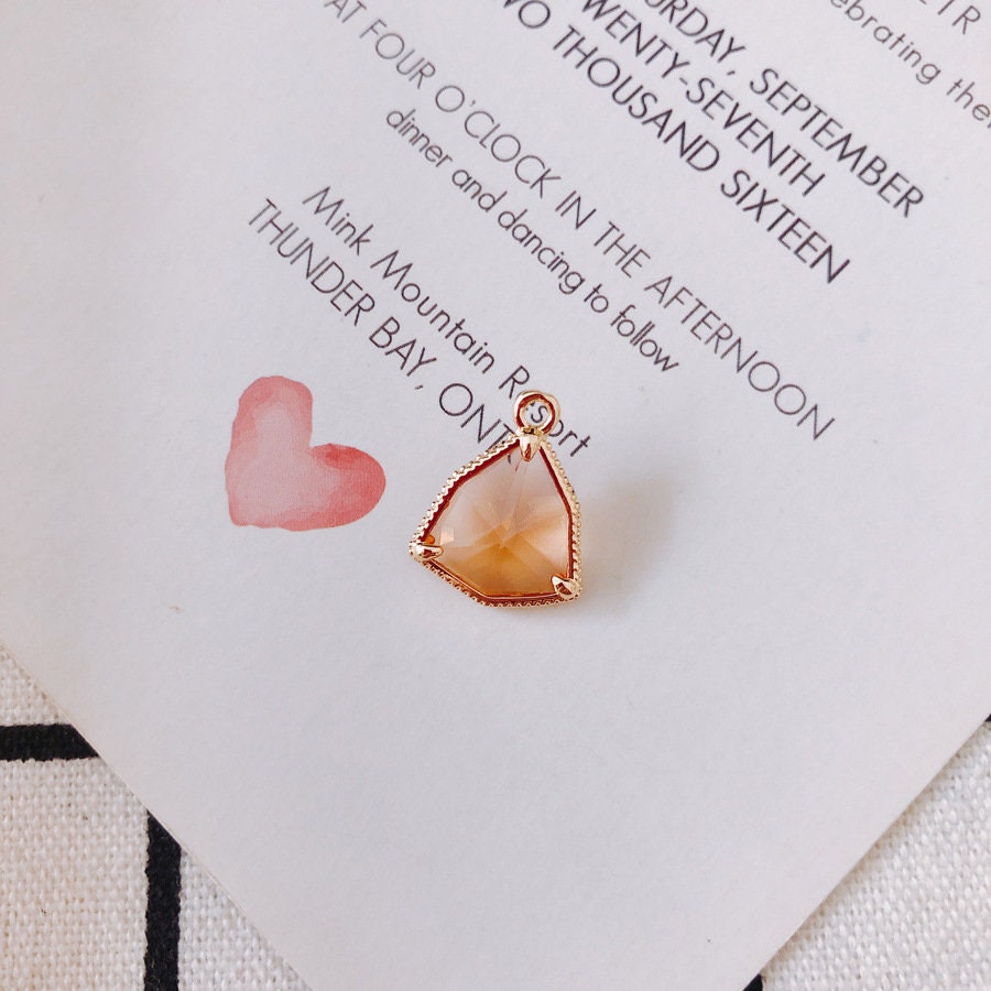 10pcs- Crystal Triangle Geometry Charms, 14K Gold Plated Crystal Pendant, Jewelry Findings MY073-F050