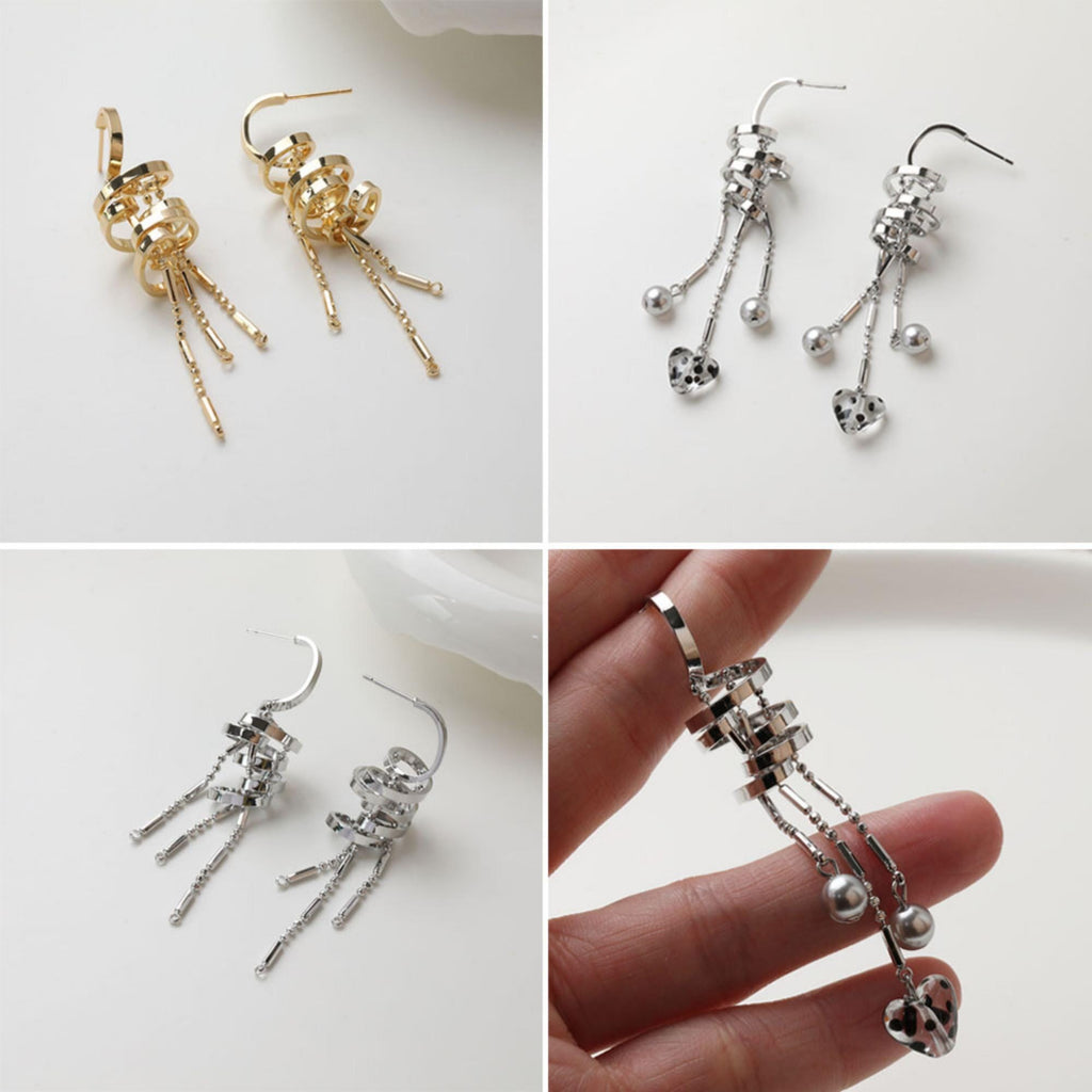 Designed Irregular Tassel Stud Post Earrings, 14K Gold Plated/Silver Tassel Earring GZ751