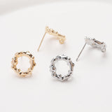 Irregular Hollow Circle Earring Post, 14K Gold/Silver, S925 Silver Pin Nickel Free Earrings, Circle Ear Stud with Loop JG075