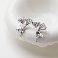 Load image into Gallery viewer, Maple Leaf Earrings Post With Loop, S925 Silver Ear Pin, Nickel Free Earrings, CZ Pave Ear Stud, Hypoallergenic Earring Findings GZ718