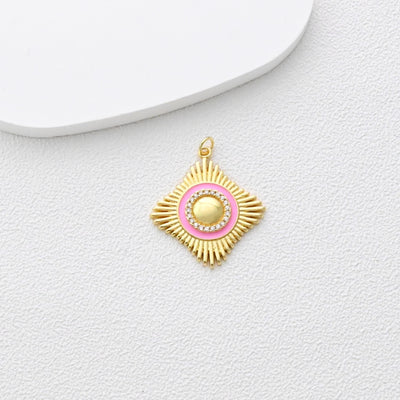 Dije rómbico, colgante con diamante cepillado, dijes para pendientes chapados en oro auténtico, accesorios de joyería S1365