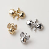 Bow Tie Charm, Bow Tie Bell Charm, Cubic Pendant, Earring Pendants, Real Gold Plated Brass Earring Charms, Jewelry Findings GZ729