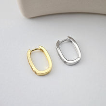 Load image into Gallery viewer, 18K Gold Plated Oval Hoop Earring, CZ Pave, Huggie Hoops Earring Parts, Oval Hoop earring  for Jewelry Making S1237