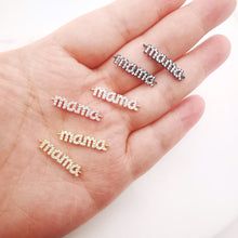 Load image into Gallery viewer, Cubic MAMA Connector, 18K Gold Plated Micro CZ Pave Connector Charm, Necklace Making Findings, 24x5mm, Jewelry Finding Gift for Mom S907