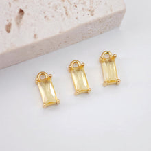 Load image into Gallery viewer, Crystal Tiny Rectangular Charms, Rainbow Color Crystal, 18K Gold Plated Rectangular Pendant, Jewelry Findings S20525