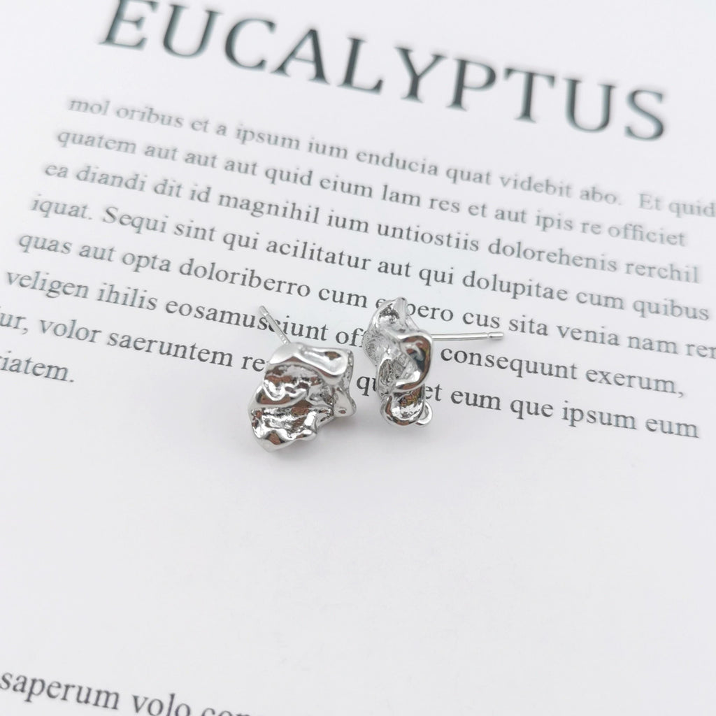 10pcs Irregular Earring Post with Loop, 14K White Gold Plated, S925 Silver Pin Nickel Free Earrings, Knot Ear Stud with Loop ZX147