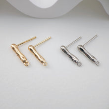 Load image into Gallery viewer, Hammered Ear Post With Loop, S925 Silver Ear Pin Nickel Free, Gold/Silver Ear Stud, Hypoallergenic Earring Findings ZX196