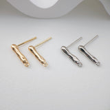 Hammered Ear Post With Loop, S925 Silver Ear Pin Nickel Free, Gold/Silver Ear Stud, Hypoallergenic Earring Findings ZX196