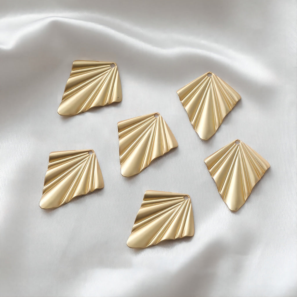 Rhombus Shaped Ruffled Textured Pendant, Charm, 14K Gold/Silver Plated, Jewelry Making Findings JH014