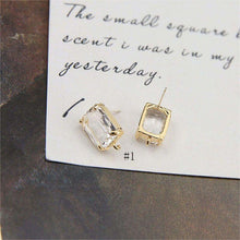 Load image into Gallery viewer, 10pcs Oval Rectangular Cubic Pave Post With Loop, Nickel Free Earrings, Crystal Gemstone Stud, Hypoallergenic Earring Findings BY056-F237