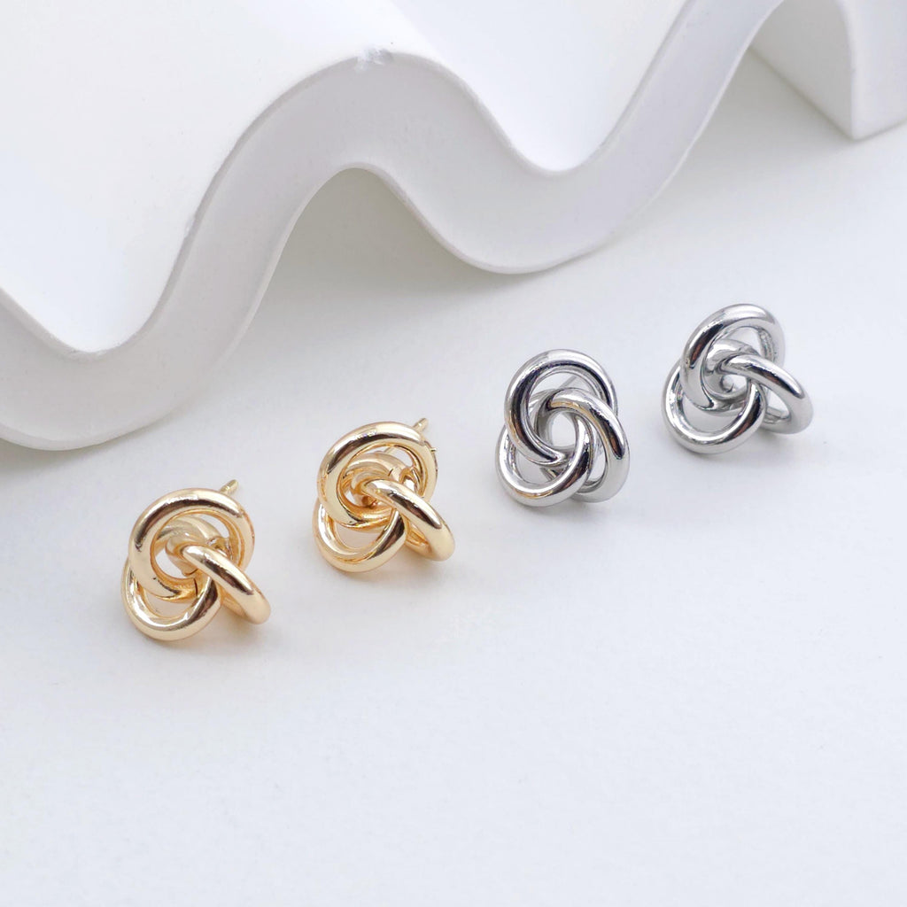 Knotted Earring Post Earrings, Gold/Silver Earring Post, Hypoallergenic, Earring Findings, Handmade Earring Supplies ZX319