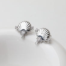 Load image into Gallery viewer, Shell Pave Cubic Earring Post, Shell Post, Gold/Silver, S925 Silver Pin Nickel Free Earrings, Hypoallergenic Earring Findings GT054