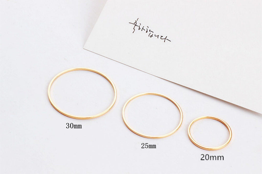 10pcs- 14K Gold Plated Circle Pendant , 8/15/20/25/30/40mm, Nickel Free Circle Charm, Connectors, DIY Jewelry Making Findings JY025