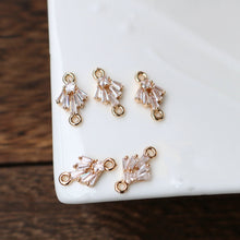 Load image into Gallery viewer, CZ Pave Leaf Connector, Cubic Zircon Crystal Leaf Charm, CZ Earring Charms,Gold Plated Brass Earring Charms, Jewelry Findings HL044-F173