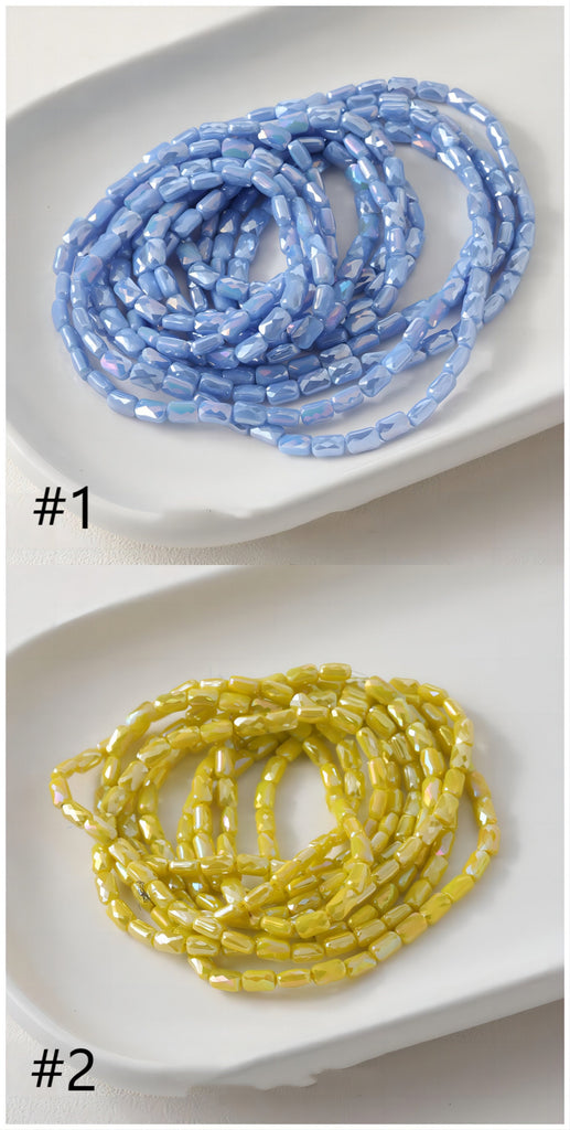 Rectangular Cut Faceted Glass Beads, 6.4*4.1mm , Crystal Glass Loose Beads for Jewelry Making, DIY Beads Finding GZ552