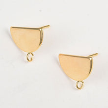 Load image into Gallery viewer, 10pcs Gold Semicircle Earring Post With Loop, S925 Silver Needle Nickel Free Earrings, Ear Stud Loop, Hypoallergenic Earring Findings Z068
