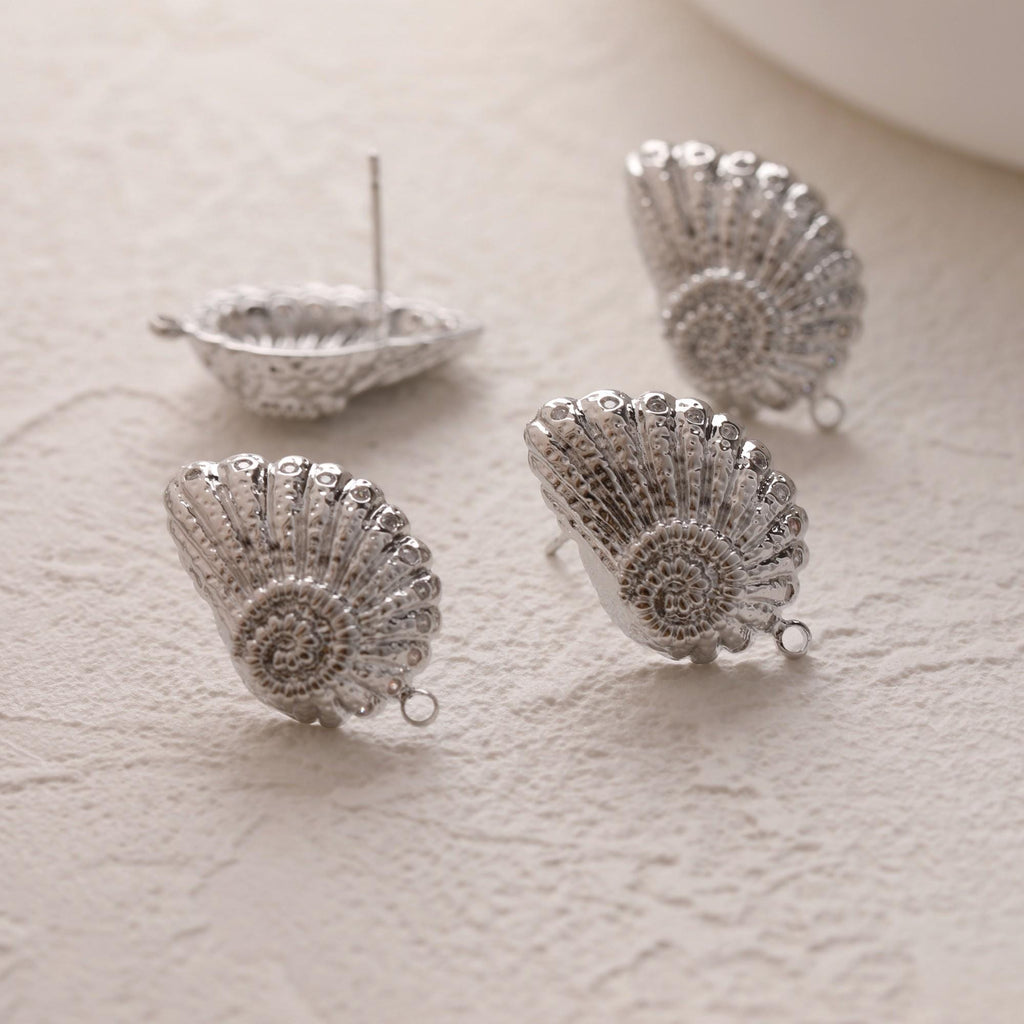 Pendientes de caracola con aro y colgante, chapados en oro de 18 quilates, sin níquel, hipoalergénicos, GZ781