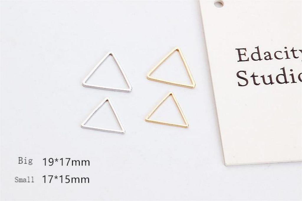 10 قطع مثلثات، قلادة مخرمة، سحر مثلث مطلي بالذهب/الفضة عيار 18 قيراطًا، قلادة BY021-ZX7041