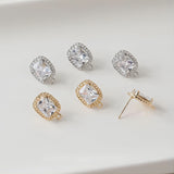 Vintage Rectangular Ear Post With Loop, S925 Silver Ear Pin Nickel Free, Gold/Silver Ear Stud, Hypoallergenic Earring Findings GE076