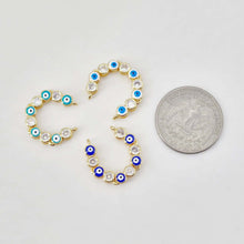 تحميل الصورة إلى عارض المعرض، دلاية عين شريرة مطلية بالمينا، موصل عين مطلي بالذهب عيار 18 قيراط، 45 مم، لصنع الأساور، إكسسوارات المجوهرات S20656