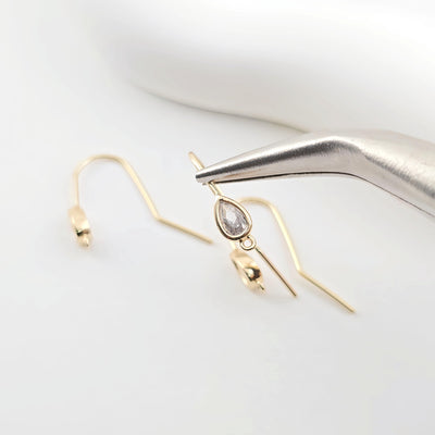 14K Gold Plated Ear Wires, Cubic Pave Earring Hooks, Nickel Free, Fish Hooks, Ear Wires for Jewelry Making ZX259