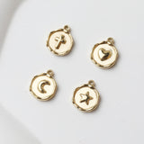 Gold Coin Pendant, Stainless Steel Round Pendant, Cross Charm for Necklace Making, Jewelry Findings GT027