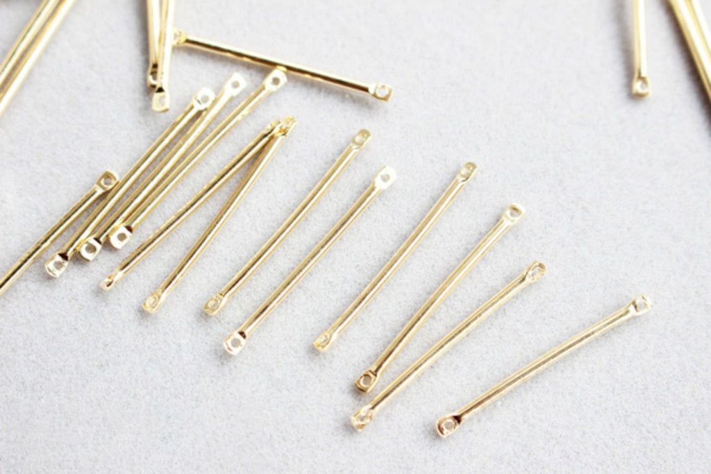 10pc Long Bar Connector, 18K Gold Plated Bar Charm, 20mm,25mm,30mm,35mm,40mm Earring Making Findings GZ178