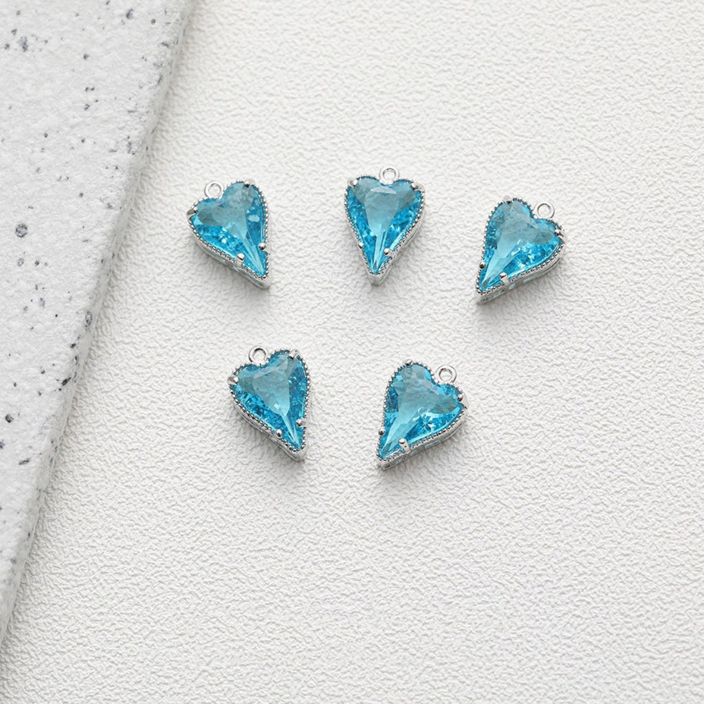 Dijes de corazón de cristal, 13 colores a elegir, colgante de corazón chapado en oro y plata de 18 quilates, accesorios de joyería GZ426