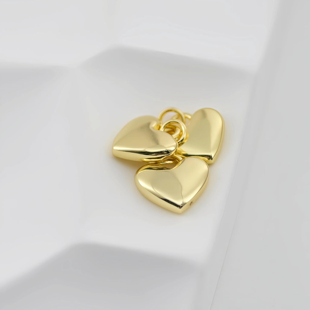 Shiny Heart Charms, 18K Gold Plated Love Pendant, Necklace Making Pendants, Jewelry Findings S1097