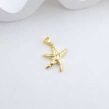 Load image into Gallery viewer, Gold Marine Life Pendant, 18k Gold Plated Brass Charm, Polish Gold Shell Pendant, Starfish Charm, Necklace Making, Jewelry Findings S1299