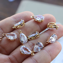 Load image into Gallery viewer, Crystal Tiny Teardrop Charms, 14K Gold/Silver Plated Teardrop Pendant, 8*12mm, Jewelry Findings JY080-F065