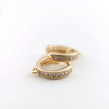 Load image into Gallery viewer, 10PCS Cubic Pave Ear Hoops, 14mm 14K Gold Plated Leverback Earrings, Huggie Hoops Earring Finding with Loops Z062
