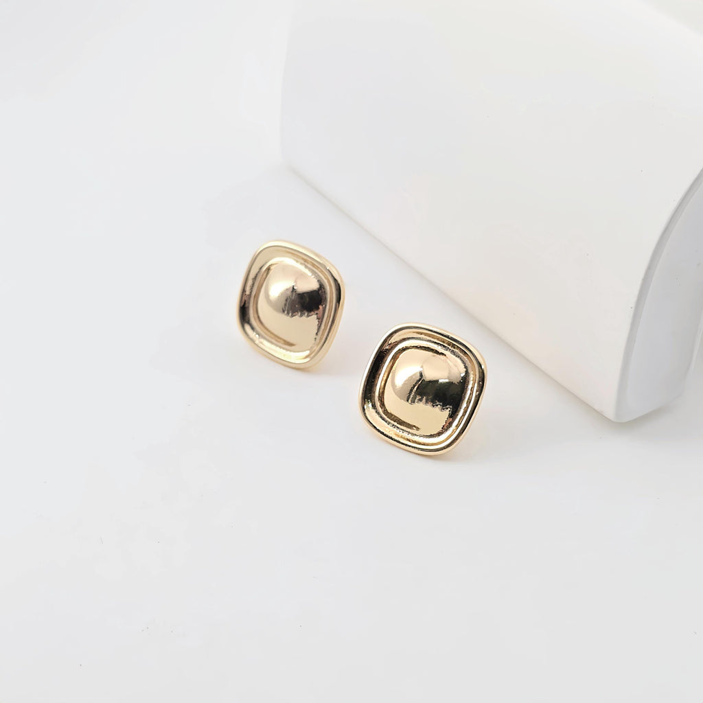 18K Gold Square Post With Loop, S925 Silver Pin, Stud Earring Nickel Free, 13.4mm, Hypoallergenic Earring Findings ZX301
