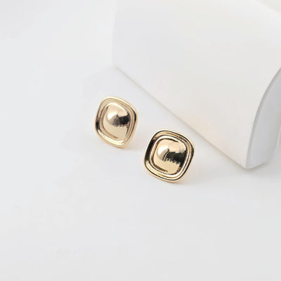18K Gold Square Post With Loop, S925 Silver Pin, Stud Earring Nickel Free, 13.4mm, Hypoallergenic Earring Findings ZX301