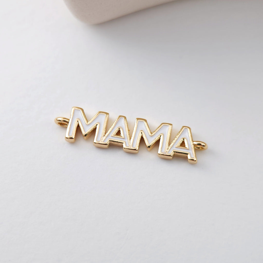 Cubic MAMA Connector, 18K Gold Plated Micro CZ Pave Connector Mom Charm, Necklace Making Findings, Jewelry Finding Gift for Mom S1128