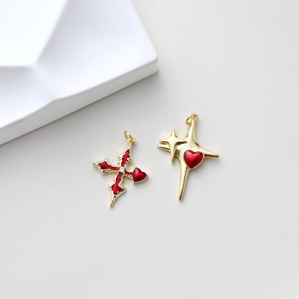 North Star Charms, 18K Gold Plated Charm, Enamel Star pendant, Bracelet Making Pendant, Jewelry Findings S1306