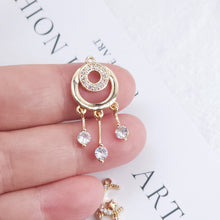 Load image into Gallery viewer, CZ Pave Moon and Star Charm, Cubic Zircon Crystal Pendant, CZ Earring Charms,  Real Gold Plated Earring Charms, Jewelry Findings ZR017-F124