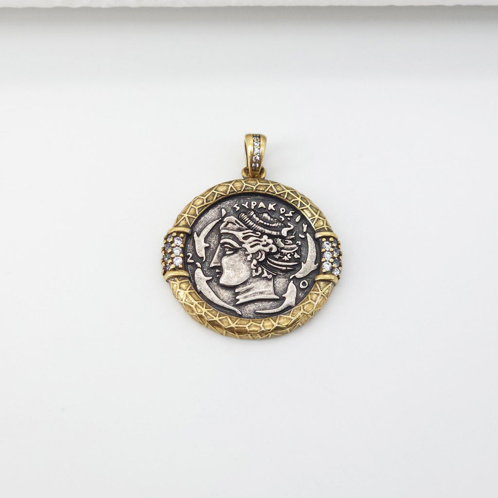 Antique Silver Boho Head Pendant, Boho Coin Charm, Gold Plated, Necklace Making Charm, Jewelry Findings S20699