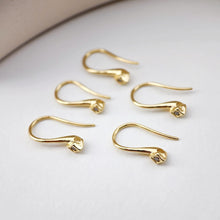 Load image into Gallery viewer, 18K Gold Plated Ear Wires, Cubic Pave Earring Hooks, Nickel Free, Fish Hooks, Ear Wires for Jewelry Making D0159